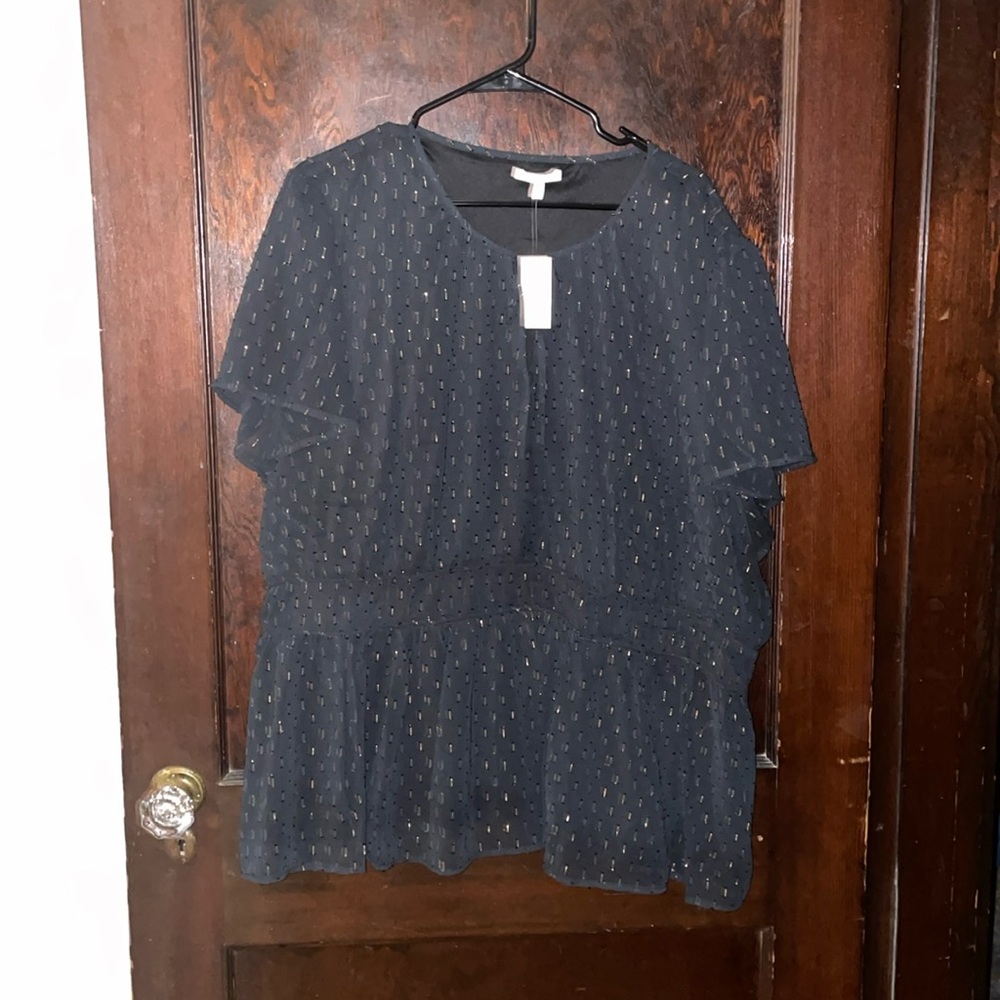 NWT Maurice’s 4X black peplum dress top